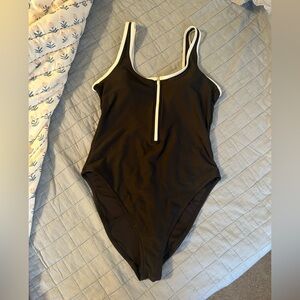 Old navy black and white zip front one piece